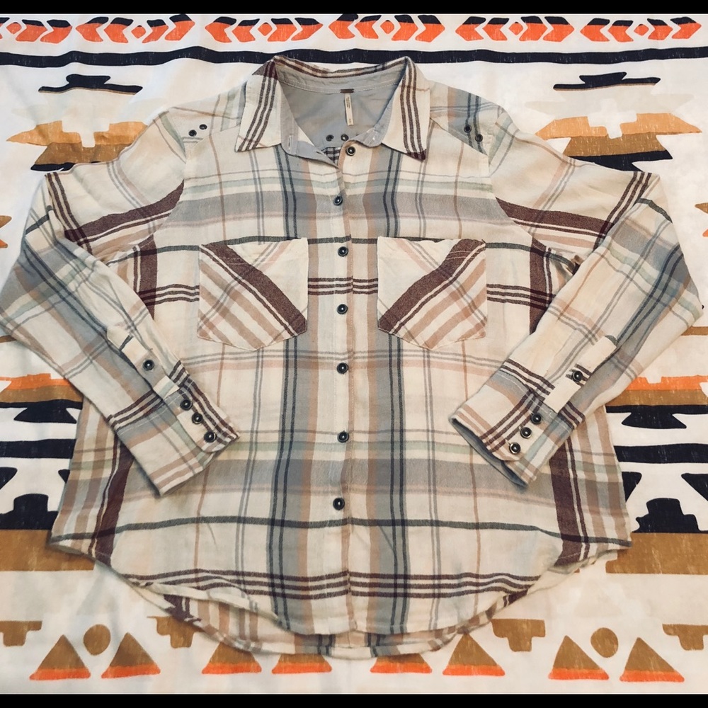 Free People plaid button up